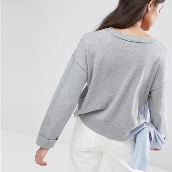 Boxy Sweater with Shirting Tie🆕 - Picture 3 of 9